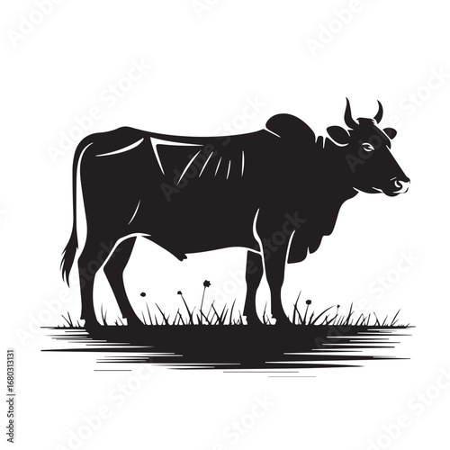 Silhouette of indian cow 
