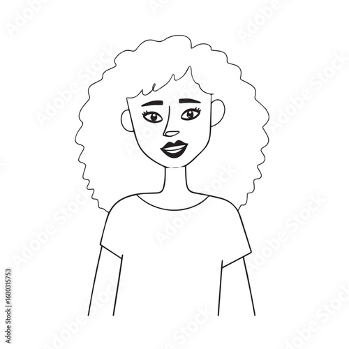 Beautiful Woman Black and White Vector Image Illustration Fashion Girl Portrait Line Art Drawing