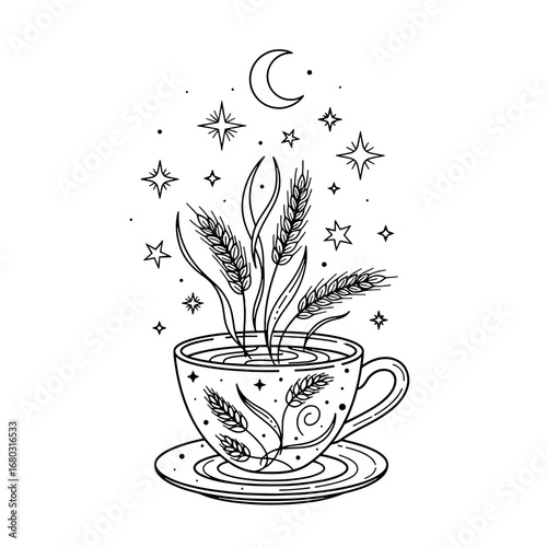 Enchanted Botanical Brew Under Celestial Skies A Magical Elixir Of Nature
