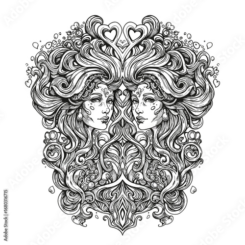 Intricate Ornate Dark Fantasy Abstract Art Design with Mythological Elements