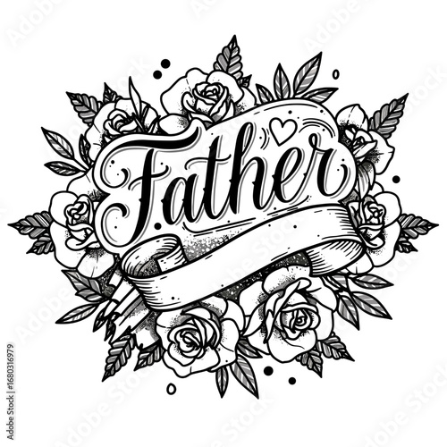 Tribute to a Beloved Father with Vintage Floral Tattoo Design