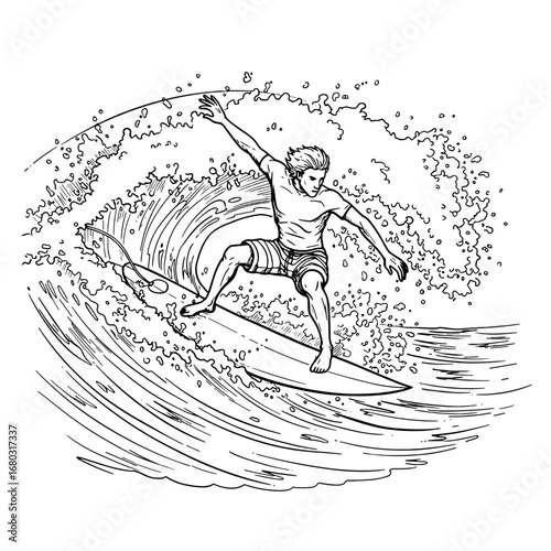 Abstract Artistic Interpretation of Swimmer in Motion During Competition