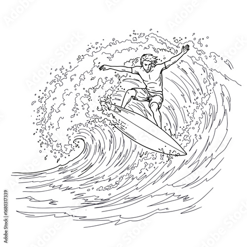 Surfer Riding a Majestic Ocean Wave Under a Starry Night Sky