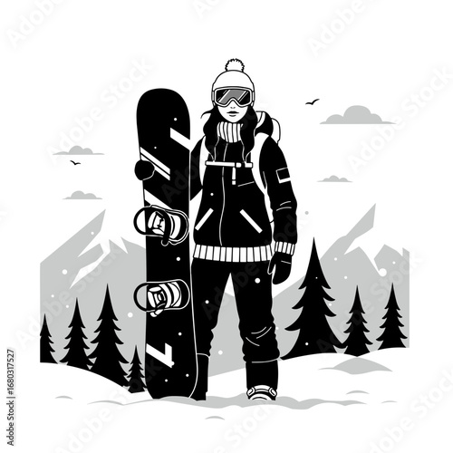Winter Snowboarding Adventure in the Snowy Mountains