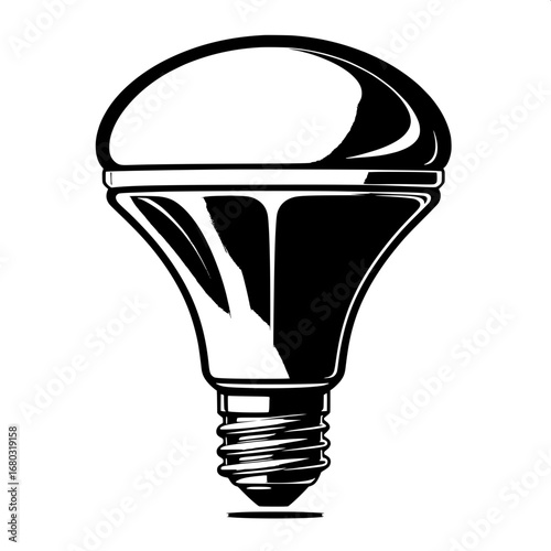 Black and White Vector Silhouette of LED Bulb