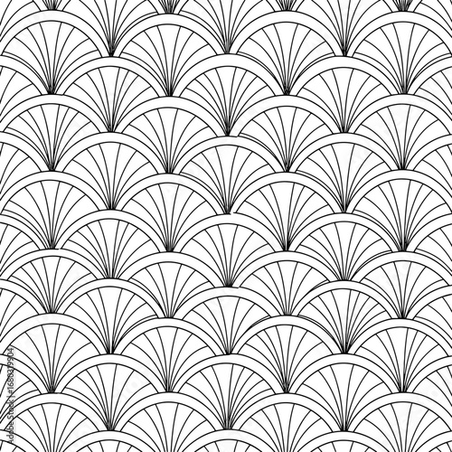 Elegant Black Art Deco Fan Pattern with Subtle Glitter Accents
