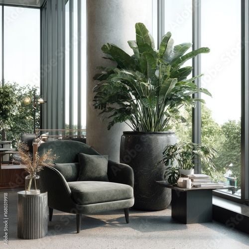 Lush green Michelle x Zara plant styled in a modern interior space