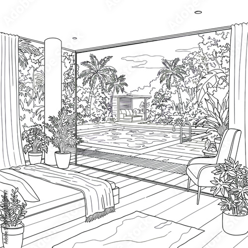 Serene indoor garden oasis brings the outdoors inside a modern living space