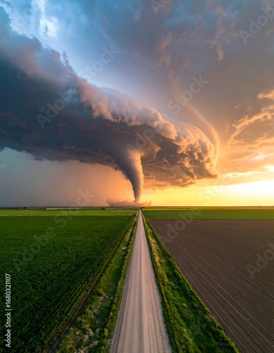 Dramatic storm over farmland