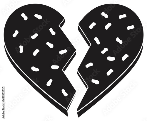 Broken Heart Icon with Speckles - Symbol of Separation and Sadness