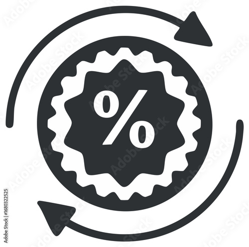 Recurring discount percentage symbol with circular arrows