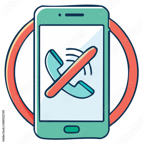Mobile Phone Icon with Muted Call Volume for Blocking Unwanted Communication