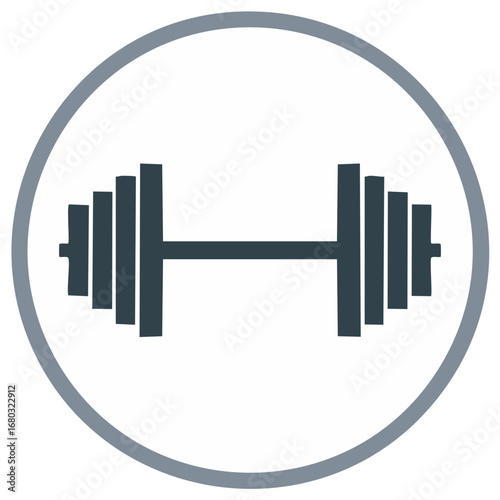 Vector Illustration of Barbell Inside Circle for Fitness Training