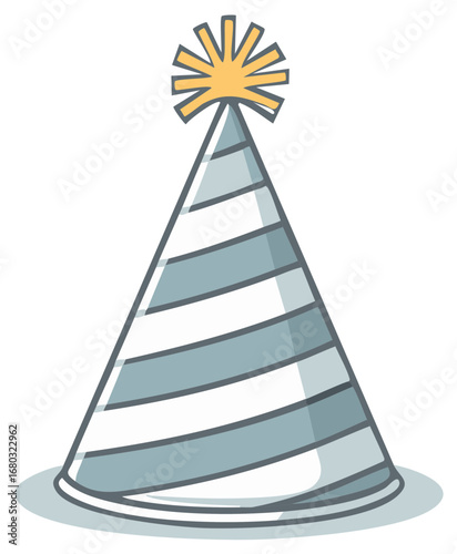 Striped Party Hat with Yellow Pom Pom Celebration Accessory