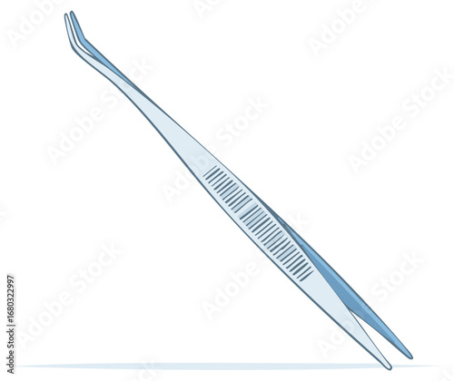 Illustration of surgical tweezers in hand drawn style