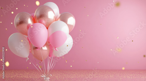 white and pink birthday balloons