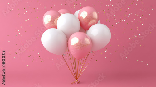white and pink birthday balloons