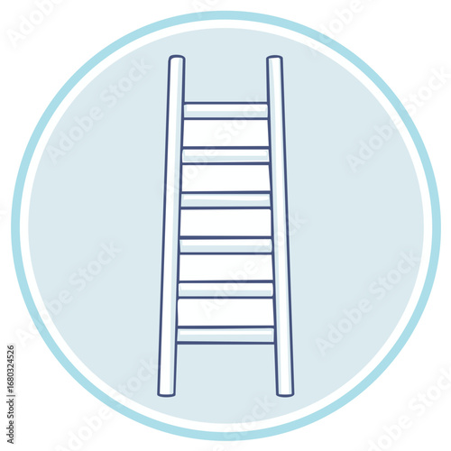 Illustration of Ladder in Blue Circle Frame Symbolizing Growth and Aspiration