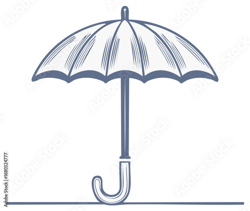 Drawn umbrella illustration in gray tones, hand-drawn vector design