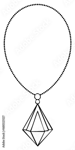 Minimalist Geometric Gemstone Pendant Necklace with Dotted Chain