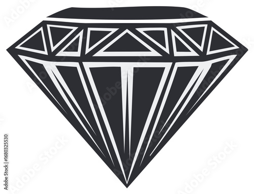 Geometric Diamond Illustration with Triangle Details for Graphic Design Projects