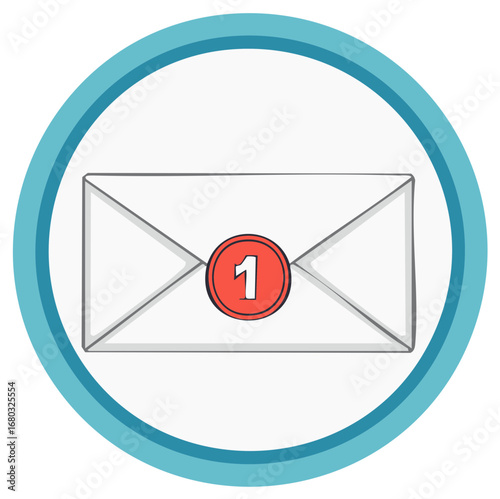 Envelope with unread message notification badge icon