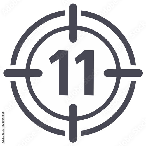 Target with number 11, Eleven in the center, accuracy, competition success