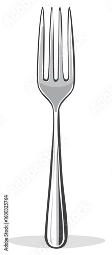 Silver Fork with Four Tines Icon Illustration Dining Equipment Vector