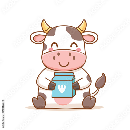 Adorable Cow Holding a Milk

