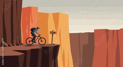 Adventurous Biker Embarks on a Bold Cycling Journey Amidst Impressive Canyon Scenery