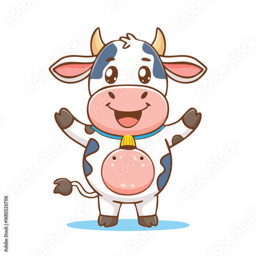 Funny cartoon cow smiling