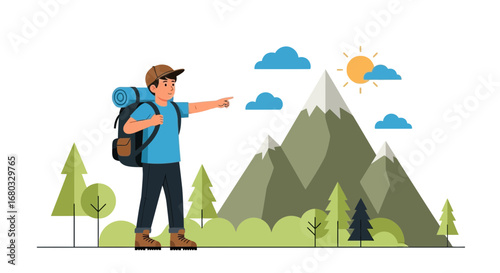 Adventurous Hiker Exploring Mountainous Terrain And Embracing the Scenic Landscape Vista