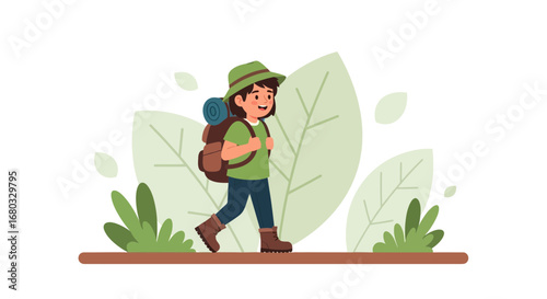 Adventurous Hiker Exploring Natural Surroundings, Embracing Exploration and Outdoor Pursuits