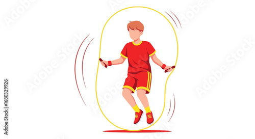 Animated Kid Having Fun Doing Jump Rope Exercise While Sporting Sportswear