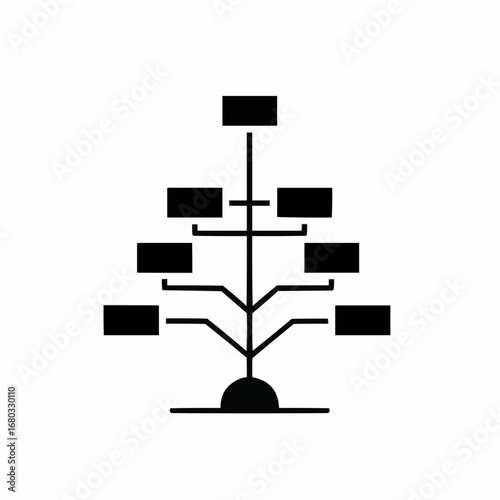 Black and white graphic of a family tree display stand.