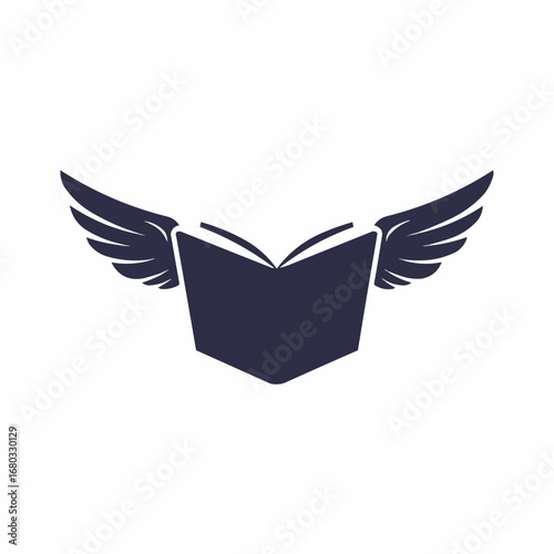 Stylized open book icon with wings, suggesting knowledge, flight, and imagination.