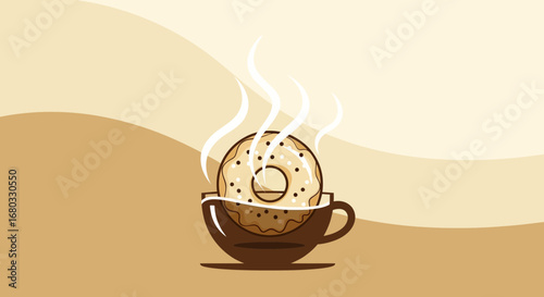 Aromatic Warm Brew And Sweet Pastry Combination For Breakfast Or Coffee Break