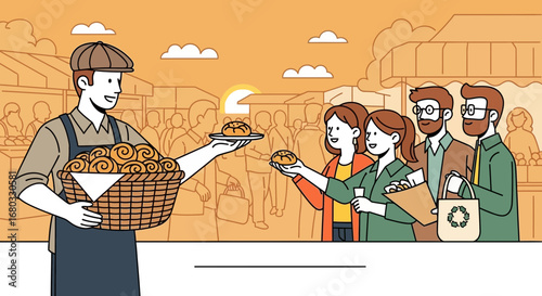 Artisan Bakery Stands And Sells Delicious Baked Goods At Local Market Event