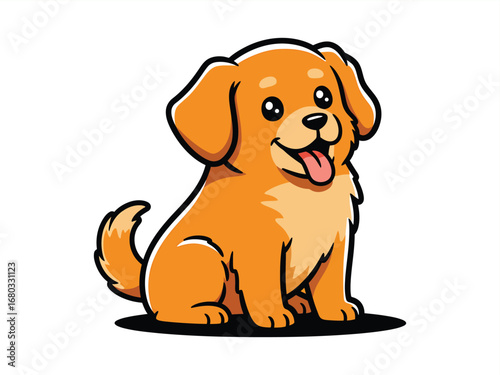Cute cartoon puppy dog mascot illustration of a happy golden retriever