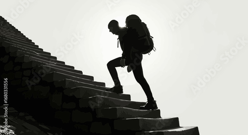 Ascending Steps To Success: A Silhouette Of Determination And Perseverance