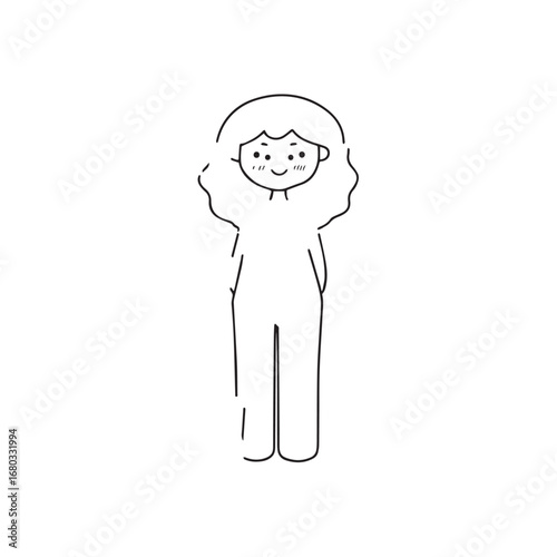 Beautiful Woman Black and White Vector Image Illustration Fashion Girl Portrait Line Art Drawing
