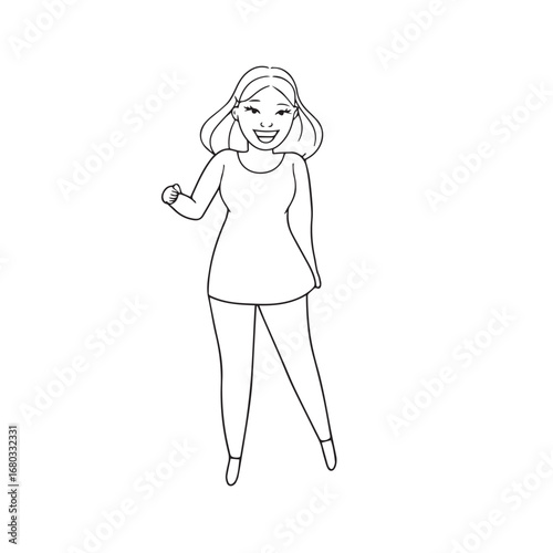 Beautiful Woman Black and White Vector Image Illustration Fashion Girl Portrait Line Art Drawing
