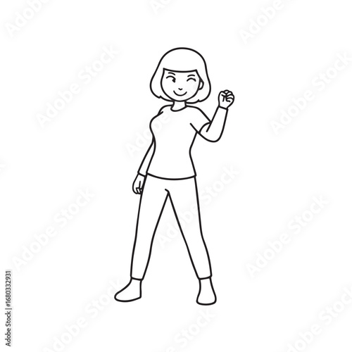 Beautiful Woman Black and White Vector Image Illustration Fashion Girl Portrait Line Art Drawing