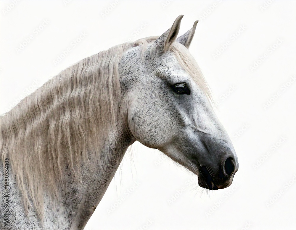 Fototapeta premium White Andalusian Horse, isolated on white background