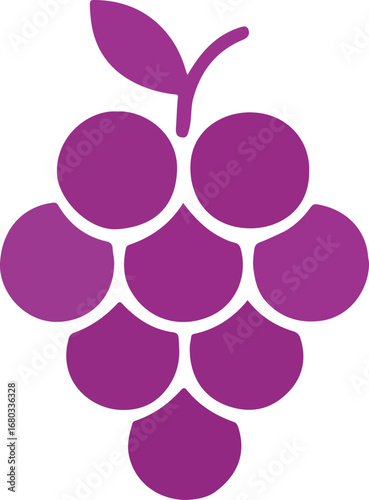 Photos Bunch of Purple Grapes Vector Icon on White Background
