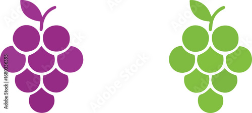  Bunches of Grapes in Vibrant Colors, Vector Fruit Icons Collection.