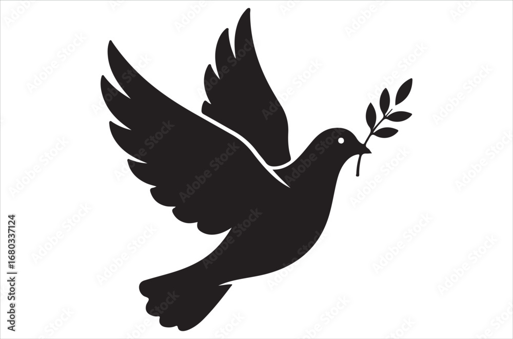 Fototapeta premium Birds silhouette vector file bundle isolated on white background, Romantic Bird Silhouette Vector Bundle, Lovebirds, Doves, Hearts, Wedding Birds, illustration, icon, retro.