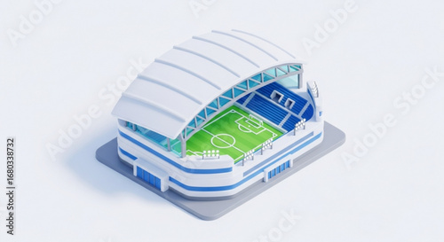 Isometric soccer stadium arena illustration for sports event and match design and architectural presentation