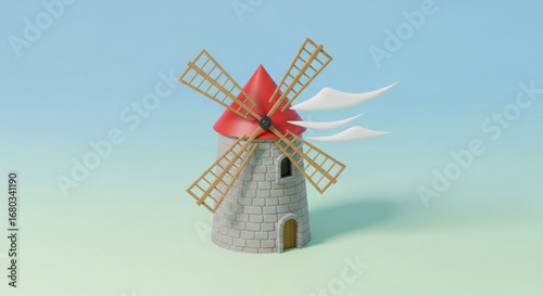 Beautiful windmill illustration traditional architecture rural scene scenic view scenic design country farm art