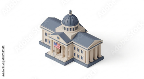 Government building capitol hill with american flag architecture landmark illustration vector image stock photo